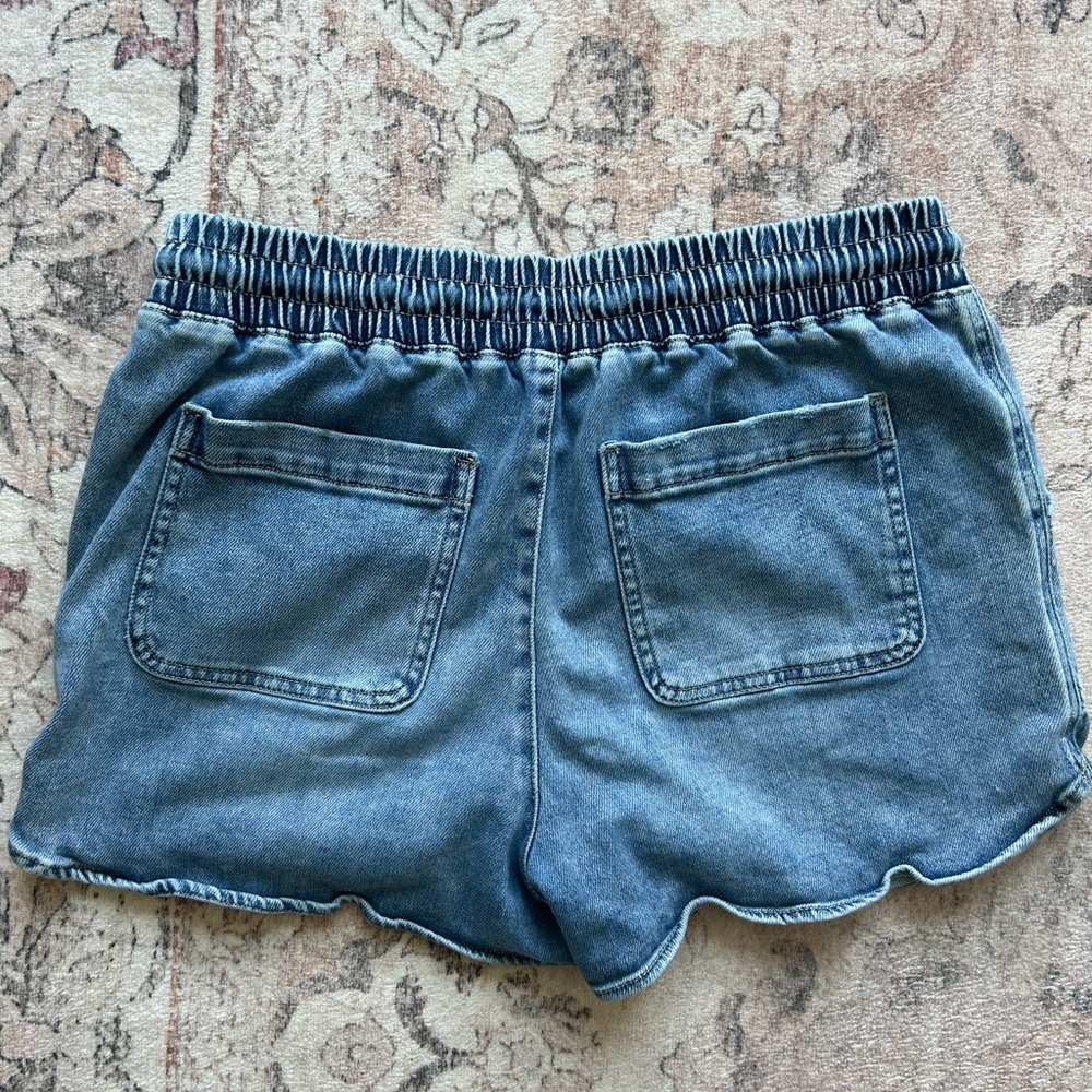 Maurices Light Blue Denim Drawstring Women's Shorts - Picture 2 of 4